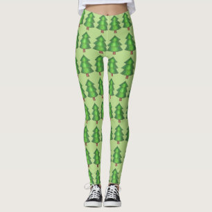 Green Forest Pine Tree Trees Outdoor Camp Leggings