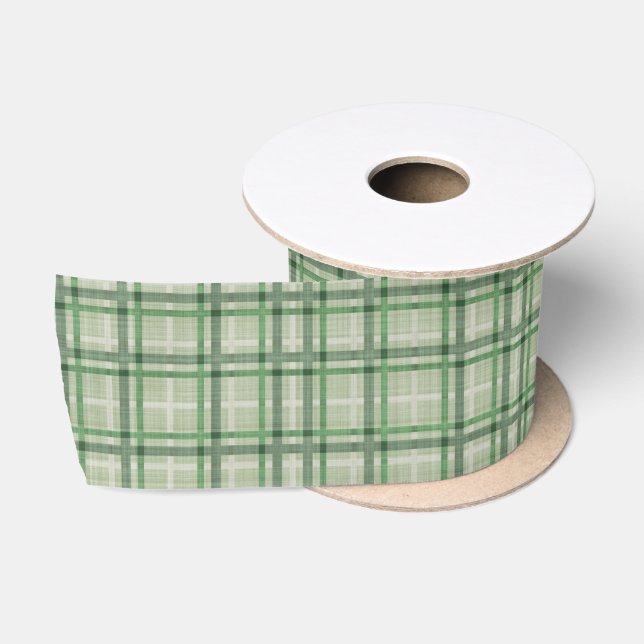 Green forest plaid satin ribbon (Spool)