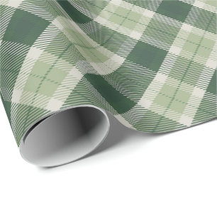 Green forest plaid wrapping paper