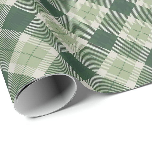 Green forest plaid wrapping paper (Roll Corner)