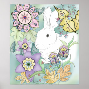 Green Forest Rabbit Poster
