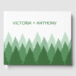 Green Forest Range Woodland Wedding Guest Book