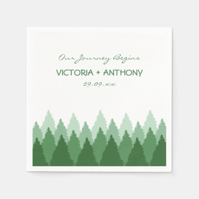Green Forest Range Woodland Wedding Napkin (Front)