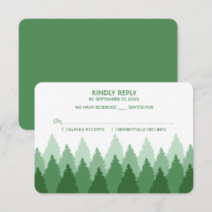 Green Forest Range Woodland Wedding RSVP Card