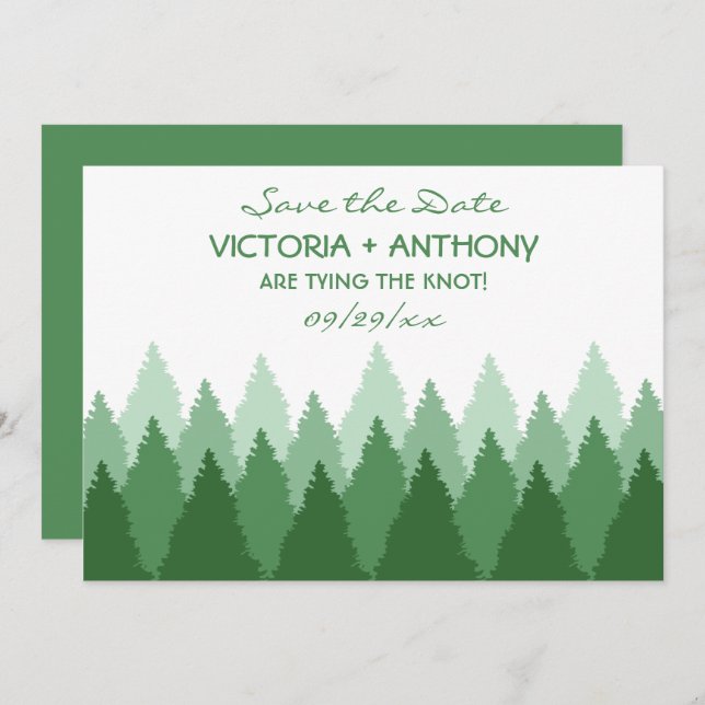 Green Forest Range Woodland Wedding Save The Date (Front/Back)