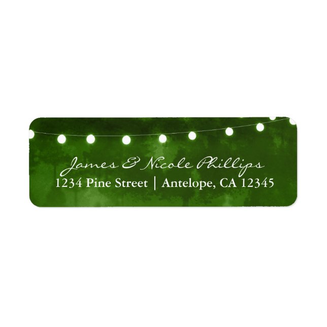Green Forest Rustic String Lights Address Labels (Front)
