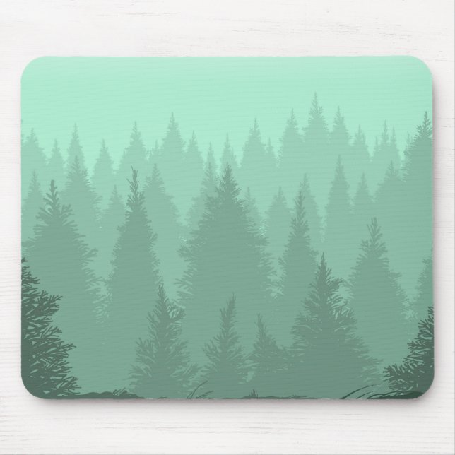 Green forest silhouette mouse pad (Front)