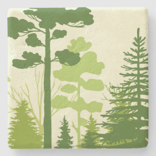 Green Forest stone coasters