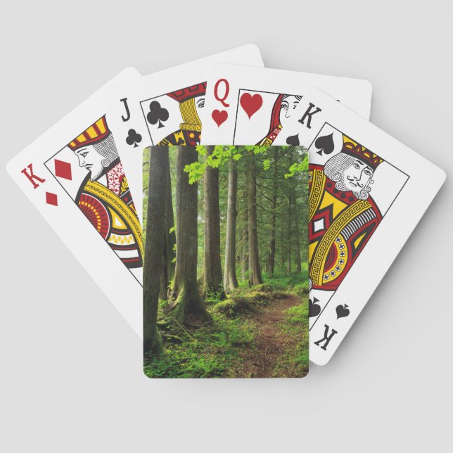 Green Forest Trail Scenic Playing Cards (Back)
