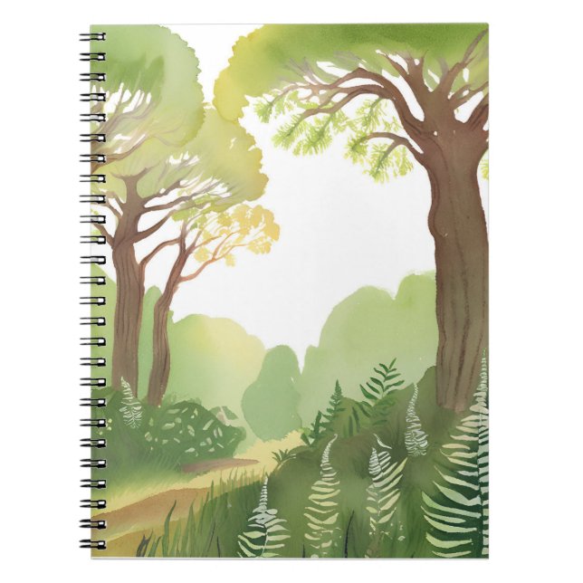 Green Forest Trees | Nature Beautiful Watercolor Notebook (Front)