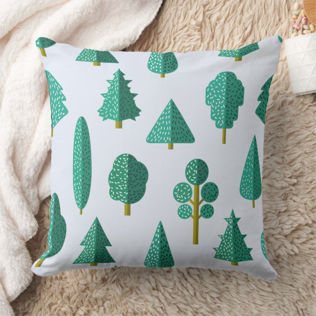 Green Forest Trees Pattern Cushion (Blanket)