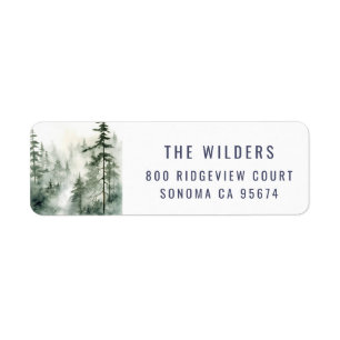 Green Forest Watercolor Trees  Return Address Label