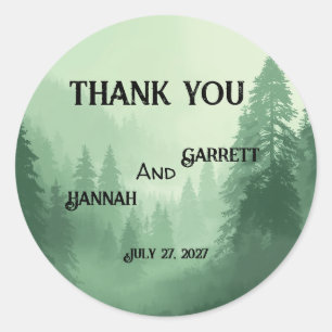Green Forest Wedding Classic Round Sticker