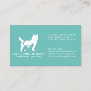 Green Formal Cat Dog Heart Pet Business Card