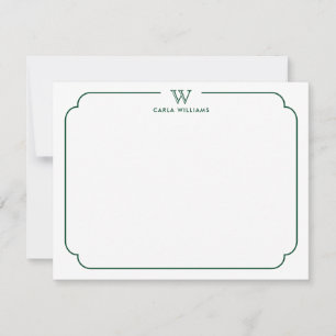 Green Formal Chic Family Monogram Ornate Frame Card