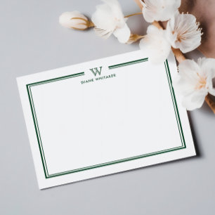 Green Formal Classic Family Monogram Double Frame Card