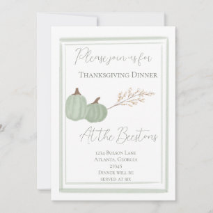 Green formal thanksgiving invitation