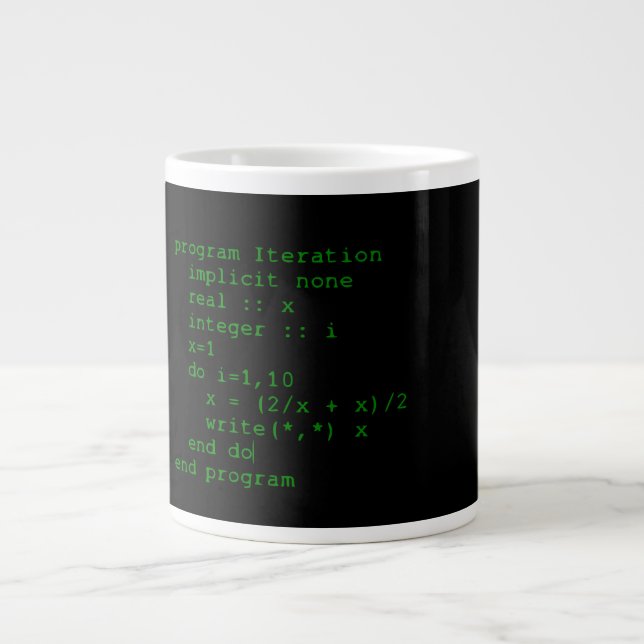 Green Fortran Code Large Coffee Mug (Front)