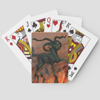 Green Four-horned Demon Goat In Hell Playing Cards