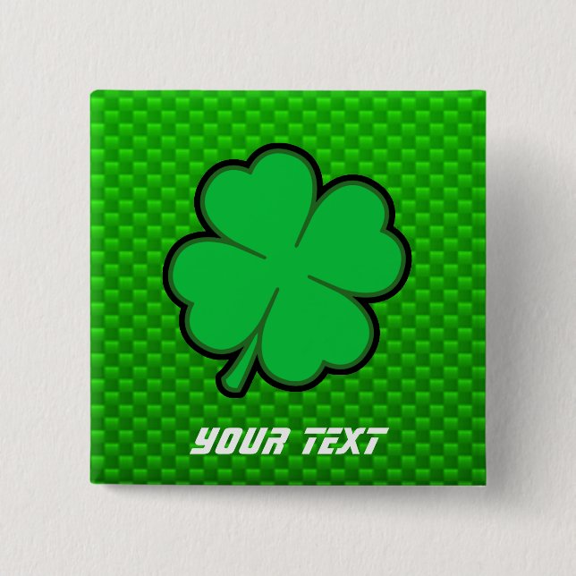 Green Four Leaf Clover 15 Cm Square Badge (Front)