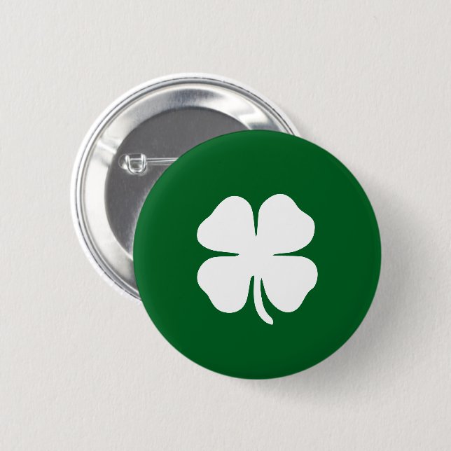 Green Four Leaf Clover Lucky Irish 6 Cm Round Badge (Front & Back)