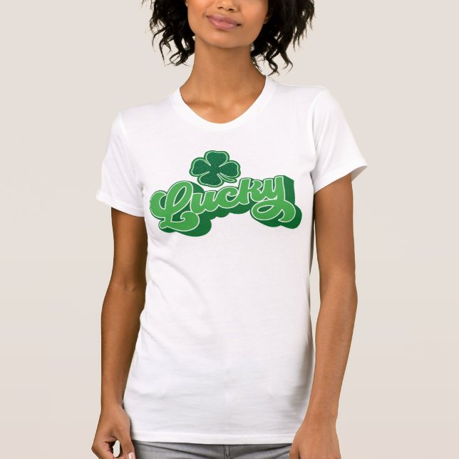 Green Four Leaf Clover Lucky T-Shirt (Front)