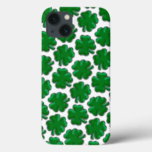 Green Four Leaf Clover Pattern Case-Mate iPhone Ca 13 Case