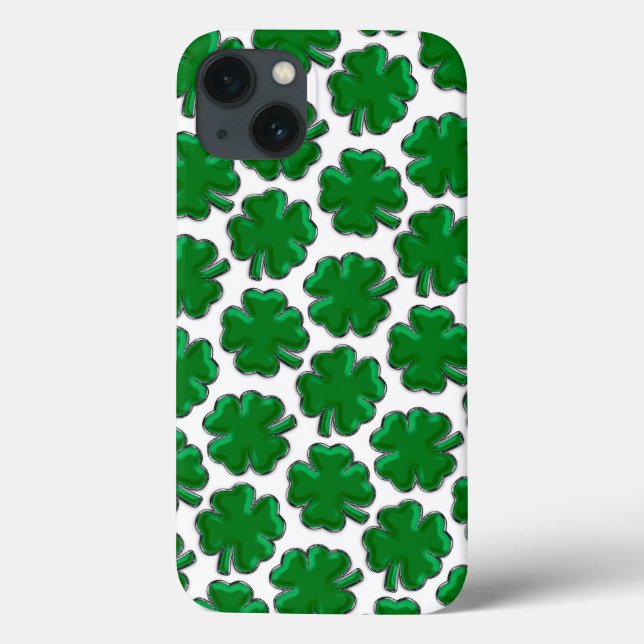 Green Four Leaf Clover Pattern Case-Mate iPhone Ca Case (Back)