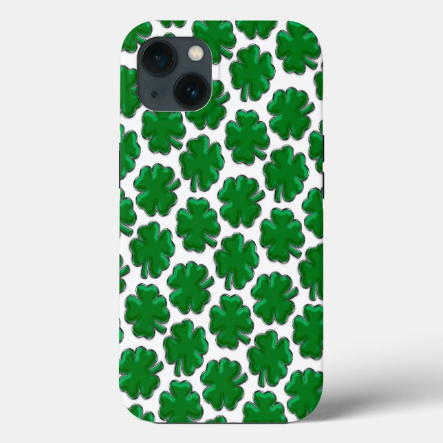 Green Four Leaf Clover Pattern Case-Mate iPhone Ca Case (Back)