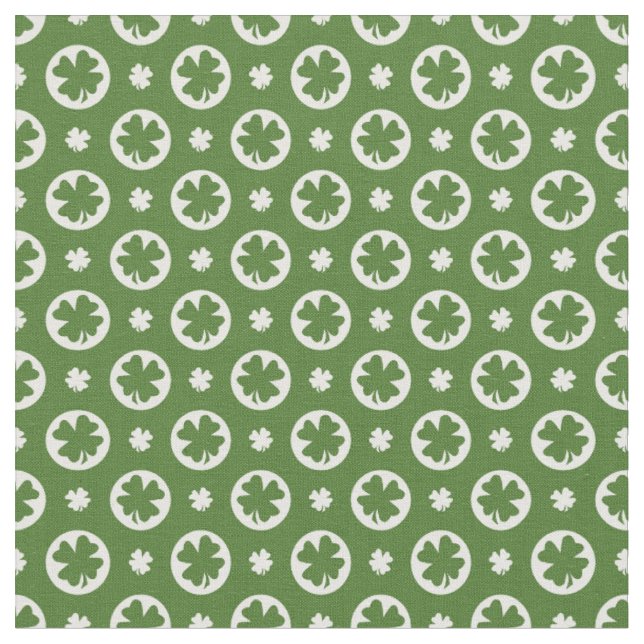 Green Four Leaf Clover Pattern Fabric (Close Up)
