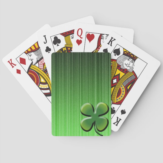 Green Four Leaf Clover Playing Cards (Back)