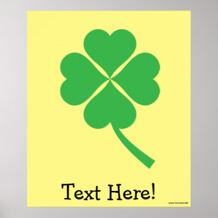 Green Four Leaf Clover Poster