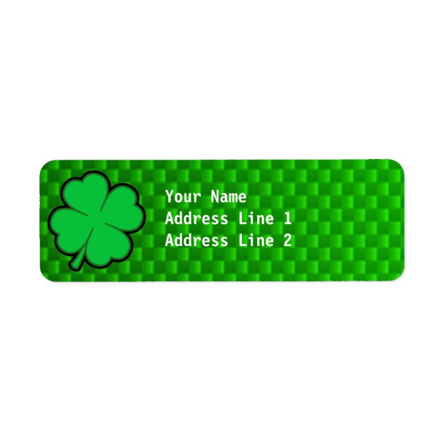 Green Four Leaf Clover Return Address Label (Front)