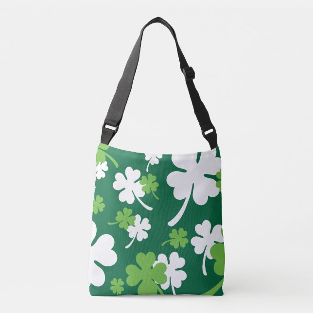 Green four-leaf clover. St. Patrick's Day Crossbody Bag (Front)