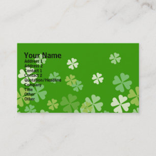 Green Four Leaf Clovers Design Business Card