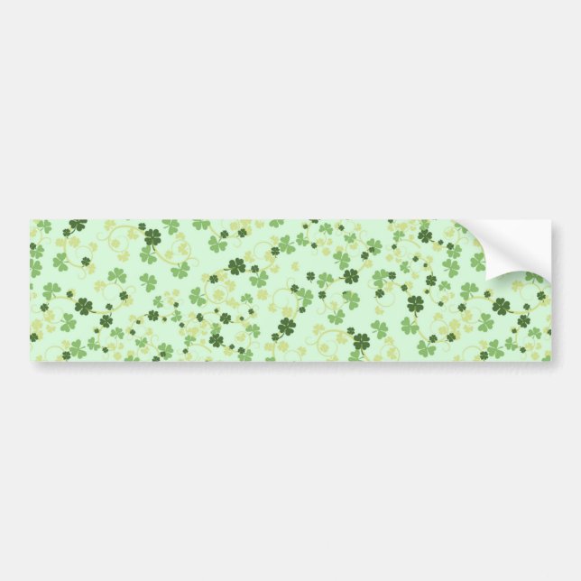 Green Four Leaf Clovers St Patricks Day Bumper Sticker (Front)