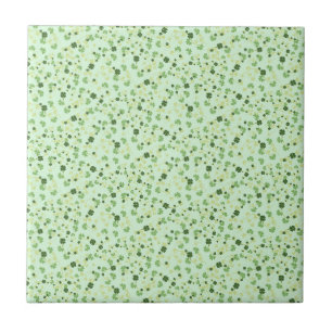 Green Four Leaf Clovers St Patricks Day Ceramic Tile