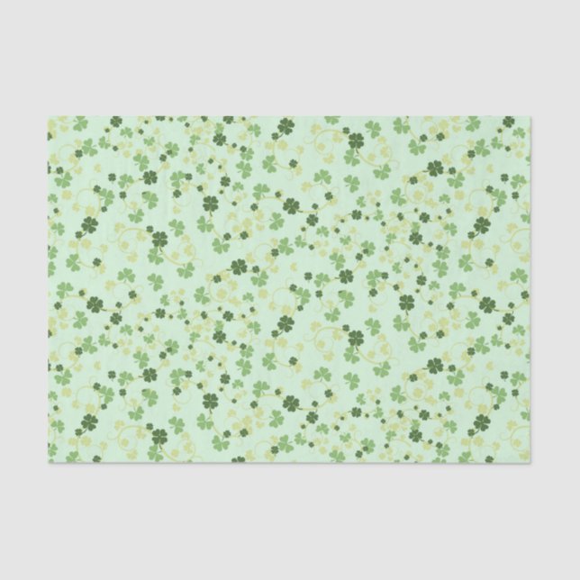 Green Four Leaf Clovers St Patricks Day Tissue Paper (Front)