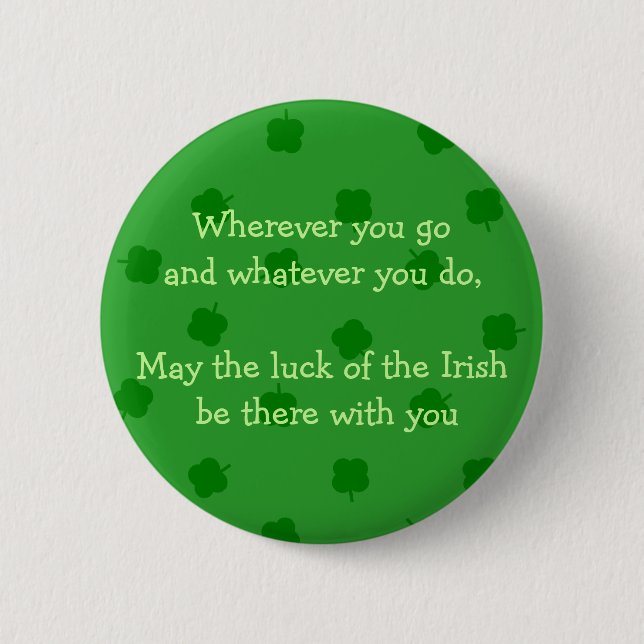 Green Four Leafed Clover Irish Luck 6 Cm Round Badge (Front)
