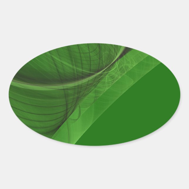 Green Fractal Background Oval Sticker (Front)