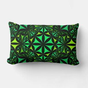 Green Fractal Cotton Throw Pillow