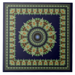 Green fractal fairy oriental pattern ceramic tile