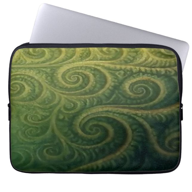 Green Fractal Laptop Sleeve (Front)