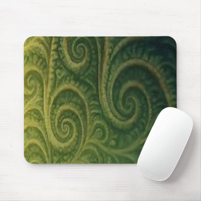 Green Fractal Mouse Pad (With Mouse)