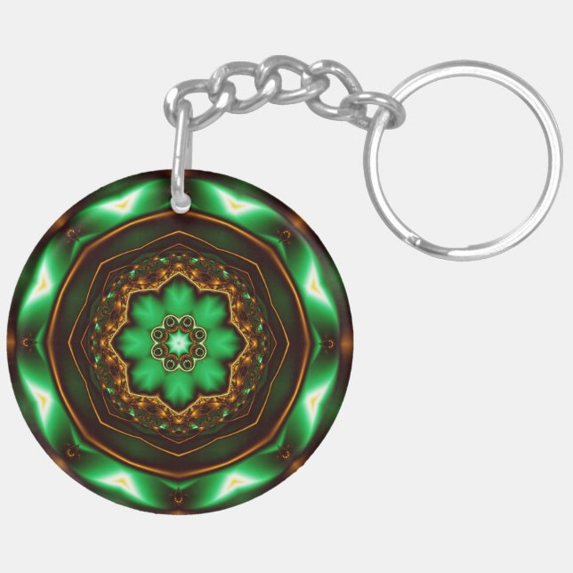 Green fractal’s ornament key ring (Back Left)