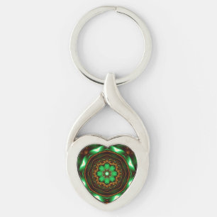 Green fractal’s ornament key ring