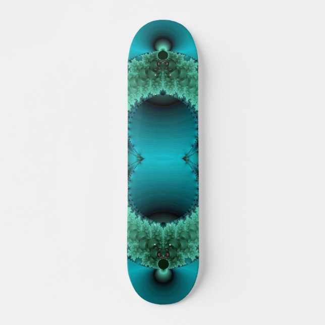 Green Fractal Skateboard Deck. (Front)