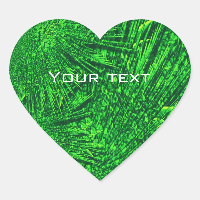 Green fractal.text. heart sticker (Front)
