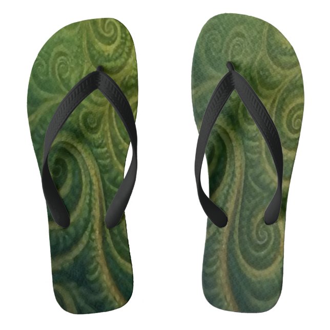Green Fractal  Thongs (Footbed)