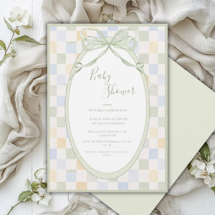 Green Frame Blocks Simple Baby Shower Invitation